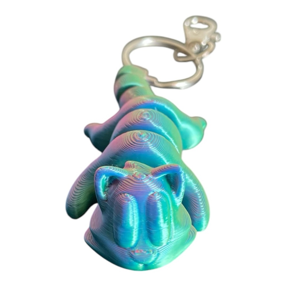 Handmade 3D Printed Colorful Cat Fidget Keychain